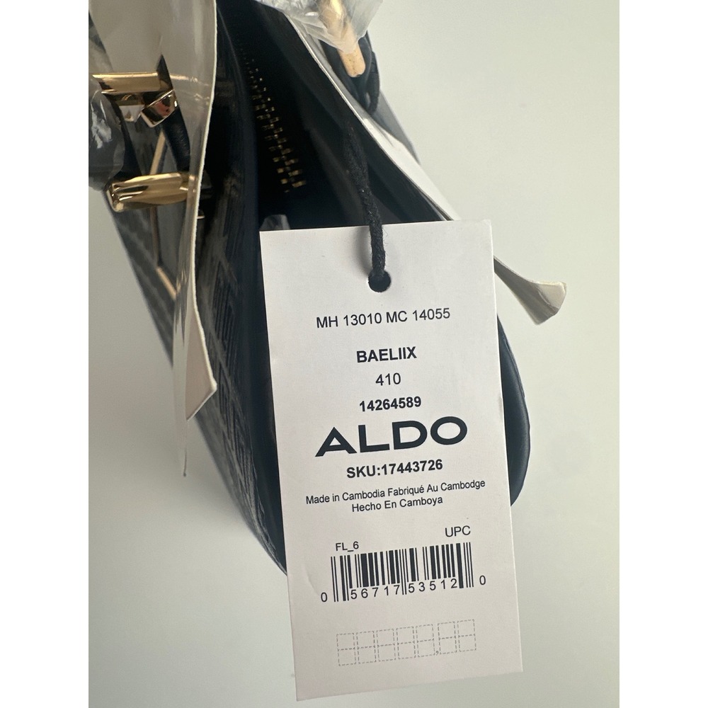 Aldo Satchel Bag Phaydra Navy Blue Monogram Embossed NWT - Picture 2 of 7